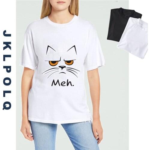 JKLPOLQ Womens Short Sleeve T shirt Angry Black Cat Print T-shirt Unisex T-Shirt Goth Tee Comfortable Cotton Tops Harajuku Tee