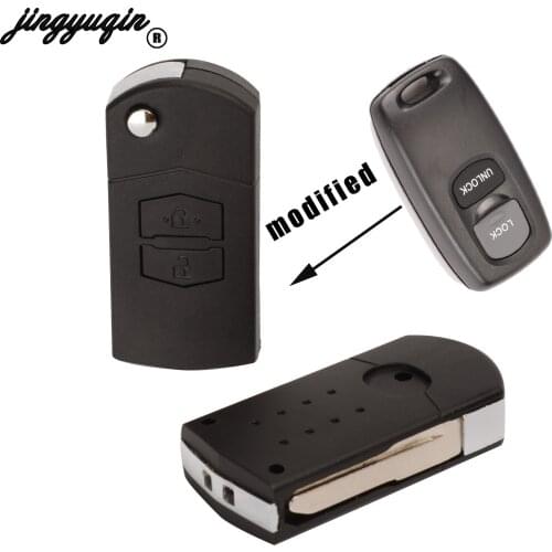 Jingyuqin 2 Buttons Folding Flip Car Key Shell fit for MAZDA 2 3 6 626 323 Blank Blade Key Replacement Cover Case Fob