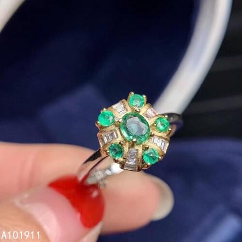 KJJEAXCMY boutique jewelry 925 sterling silver inlaid natural emerald trendy female ring exquisite support detection luxurious