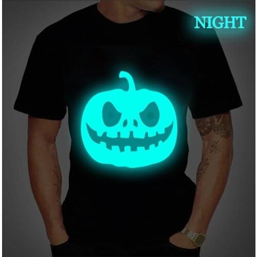 Summer Mens T Shirt 2021 Fashion Luminous T Shirt Mens Oversize Hip Hop Halloween Pumpkin Casual Devil Mens Streetwear Top Tees