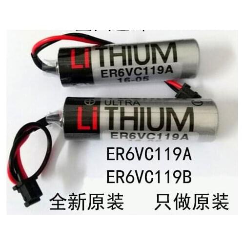 20PCS Original New ER6V ER6VC119B Battery 3.6V 2000mAh PLC Lithium Batteries With Black Plugs Connectors Free Shipping