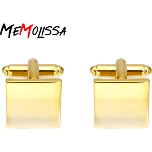 MeMolissa Fashion Luxury Shirt Golden laser Square cufflink for mens Brand cuff buttons cuff links High Quality abotoaduras