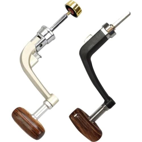 Metal Spinning Fishing Reel Handle Spinning Reel Fold Handle Rocker Arm Wooden Crank 1000-7000 Wheel Wooden Knob Fishing Tackle