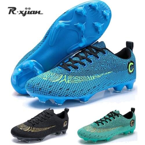 Men EU Size 31-43 Unisex Soccer Shoes Long Spikes Ankle Football Boots FG Outdoor Grass Cleats Football Shoes chuteira futebo