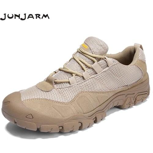 JUNJARM New Outdoor Mens Waterproof Hiking Sneakers Summer Breathable Mesh Casual Shoes Rubber Non-Slip Loafers Big Size38-46
