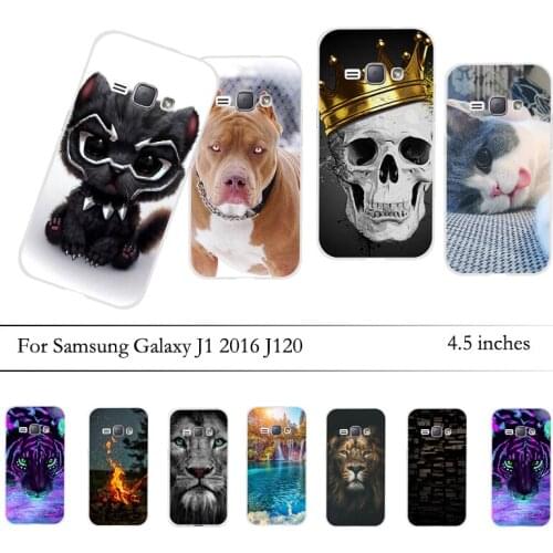 Soft TPU Case For Samsung Galaxy J1 2016 J120 J120F SM-J120F Back Cover 360 Full Protective Print Transparent Case Cute Cat Dog