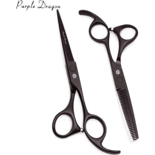 Barber Scissors 6.0" Japanese Steel Purple Dragon Black Thinning Shears Hair Cutting Scissors Professional Hair Scissors Z1008