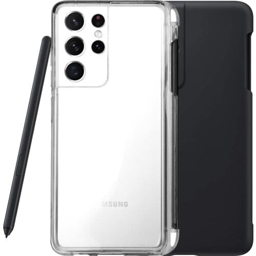 With S Pen Case For Samsung Galaxy S21 Ultra 5G Storage Pen Holder , Original Liquid Silicon S Pen Stylet Built-in Cover Case