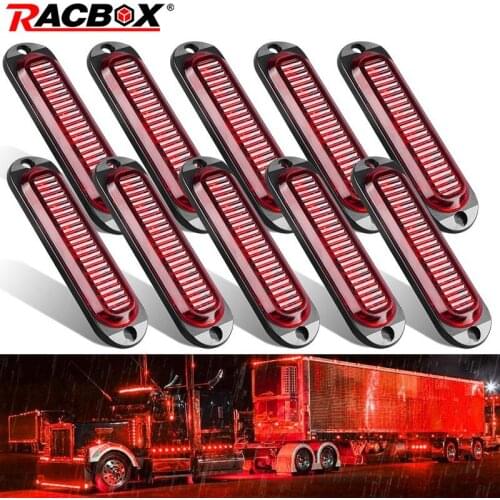12V 24V Red Yellow White 6 LED Side Marker Warning Lights Signal Light Clearance Fog Lamp For Truck Trailer Caravans Boat RV 10x
