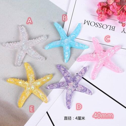 Starfish Charms 10pcs big Transparent Gradient Flatback Resin Cabochon Embellishment DIY Scrapbooking For Phone Decoration