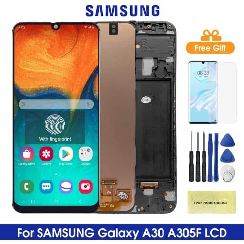 Super Amoled Screen For Samsung Galaxy A30 A305 LCD Display Touch Screen Digitizer Assembly With Frame For Samsung A305 A305/DS
