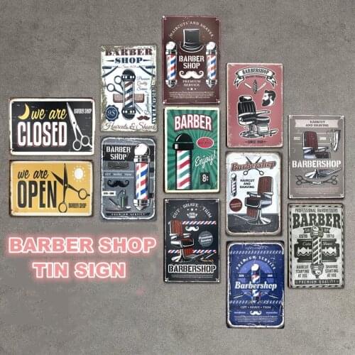 Vintage Barber Shop Decoration Haircut&shave Beard Tin Signs Metal Plate Advertising Wall Poster Pub Home Art Decor