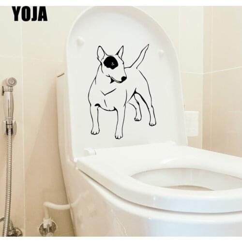 YOJA 16.6X23.2CM Bull Terrier Animals Dogs Funny Bedroom Home Decor Wall Decal Toilet Sticker T5-1657