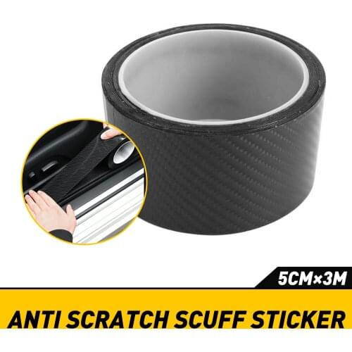 Carbon Fiber Car Door Sill Guard Sticker Scratch Proof Moulding Strip Car Sticker Protector Door Edge Protective Black Tape