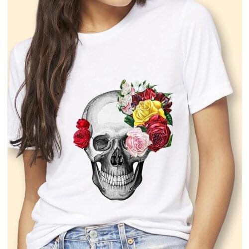 Women Autumn Skull Cute 2021 90s Fall Halloween Thanksgiving Cartoon Kawaii T-Shirt Female Tops Tees Graphic Tshirt Clothes