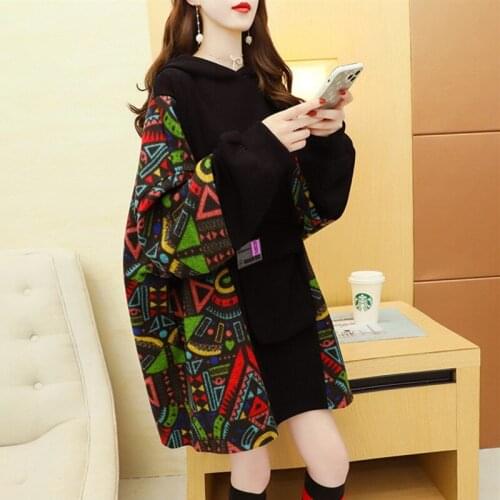 Sudaderas Mujer Women Harajuku Sweatshirts Korean Long Sleeve Print Plus Velvet Thicken Hoodies 2021 Autumn Winter Female Hoodie