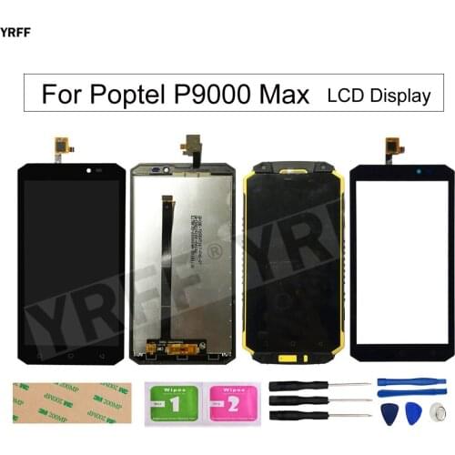 With Frame LCD Screen For Poptel P9000 Max LCD Display With Touch Screen Digitizer Glass Panel Lens Sensor Repair Parts