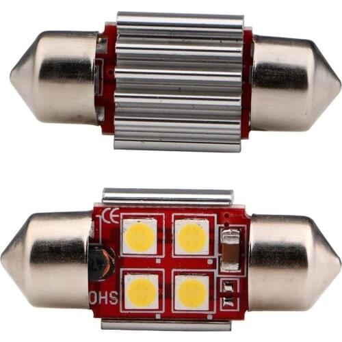 1pc White 3030 Chip 4SMD 31MM DE3175 DE3021 DE 3022 3175 LED Festoon Domp Map light Bulb