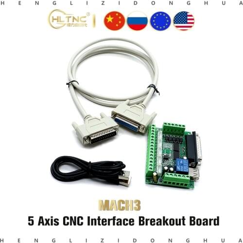 1pcs MACH3 Engraving machine 5 Axis CNC Breakout Board With Optical Coupler For Stepper Motor drive controller no with USB cable