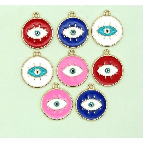 10Pcs/Set Popular Mix Color Enamel Eyes With Charms Bracelet For Women Femme Jewelry DIY Making Finding Fashion Accessories