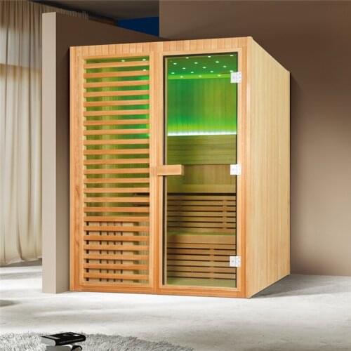 2019 new Fashion Beautiful indoor dry sauna room African white wood Sauna House with LED Ceiling (M-6038)