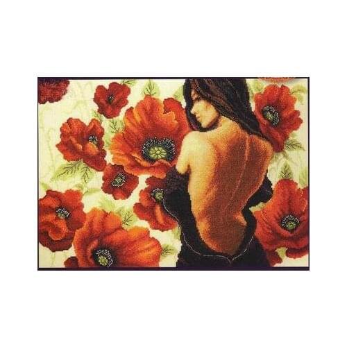 24-magazine-poppy beauty (14CT) Counted Cross Stitch 11CT 14CT 18CT DIY Cross Stitch Kits Embroidery Needlework Sets