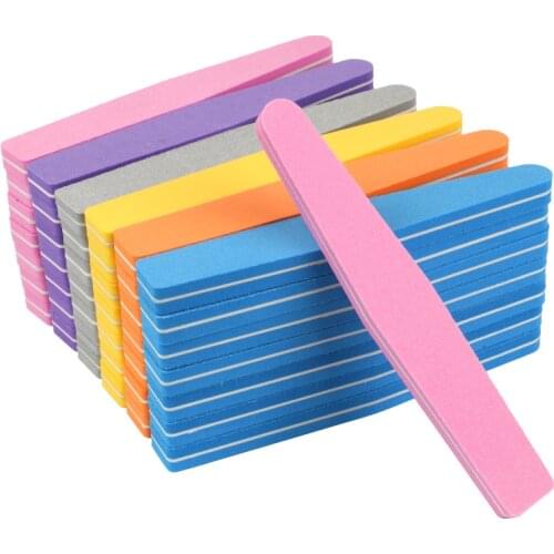 50pcs/lot Nail Files 100/180 Colorful Sponge Nail Buffer Block Washable Nail File Diamond Shape Double Side Nail Salon Supplies