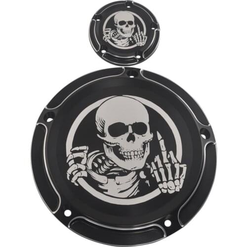 Aluminum Skull Head Derby Timing Engine Clutch Side Cover For Harley FLHX Electra Street Glide Dyna Softail Touring Road King