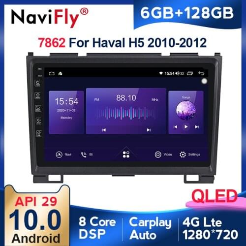 6GB+128GB Octa Core QLED 1280*720 Android 10 Car Radio Navigation GPS Player For GREAT WALL Haval H3 H5 2011 2016 No 2 Din DVD