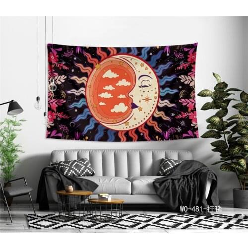White Black Sun Moon Mandala Tapestry Wall Hanging Witchcraft Wall Tapestry Hippie Wall Carpets Dorm Decor Psychedelic Tapestry