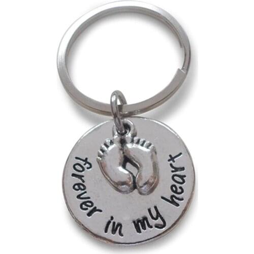Forever In My Heart Baby Feet Keychain Loss Of Baby Memorial Gift Key Ring Jewelry Gifts For Mum Dad