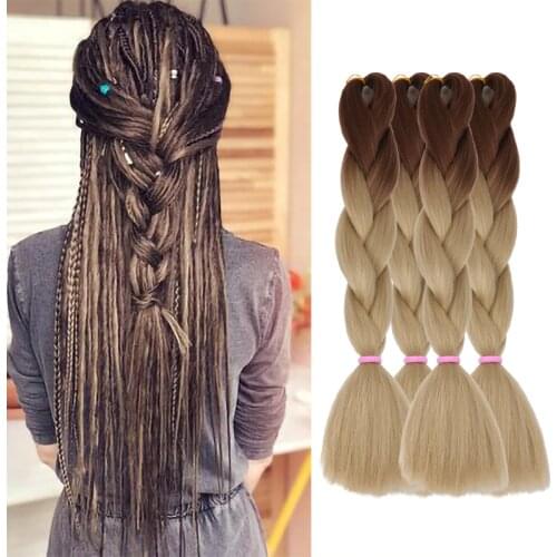 Ombre Yaki Braiding Hair Synthetic Jumbo Braids Luxury For Braiding 7pcs bulk buy 24" 60cm Navy Pink Two Three Four Tone