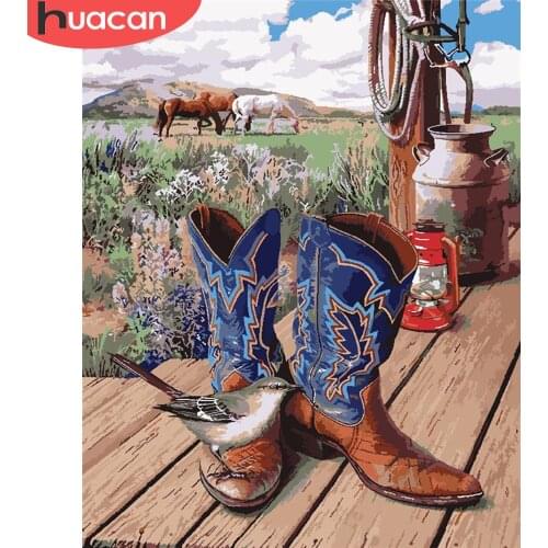 HUACAN DIY Pictures By Number Bird Kits Drawing On Canvas Painting By Numbers Landscape Hand Painted Picture Art Home Decor