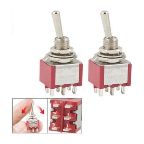 2 Pcs red ON/ON 2 Position Double Pole Double Throw Toggle Switch 6 PIN MTS-202