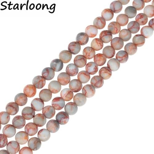 4-12mm Round Natural Stone Beads Matte Red Grid-like Stripe Stone Loose Strand Beads 15" For Bracelet Necklace Jewelry Making