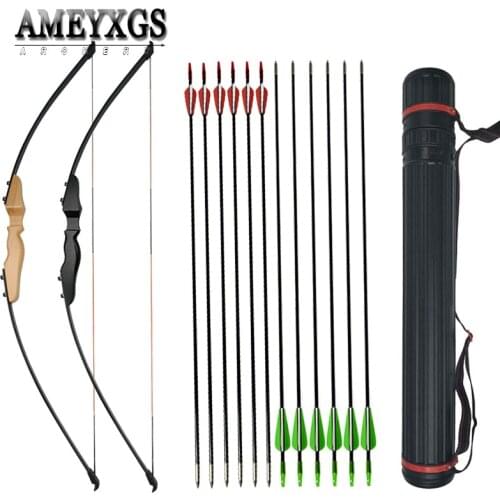 40lbs Straight Bow 51" Youth Beginner Shooting Training Recurve Bow 31.5" Fiberglass Arrows Set For Hunting Archery Practice