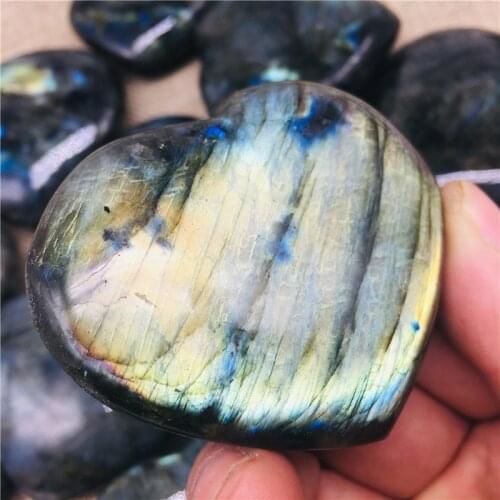 5-6cm Labradorite Heart Moonstone Positive Energy Reiki Gems Crystal Heart Healing 1pc