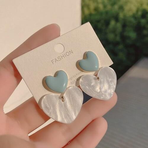 2021 Fashion Jewelry New Trend Gold Plated Enamel Acrylic Heart Earrings Boucle oreille Femme Brincos Korean Earrings For Women