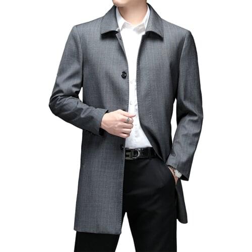 Men Causal Business Jackets Coats Male Turn Collar Overcoat Mens Clothing Gray Brand Clothing
