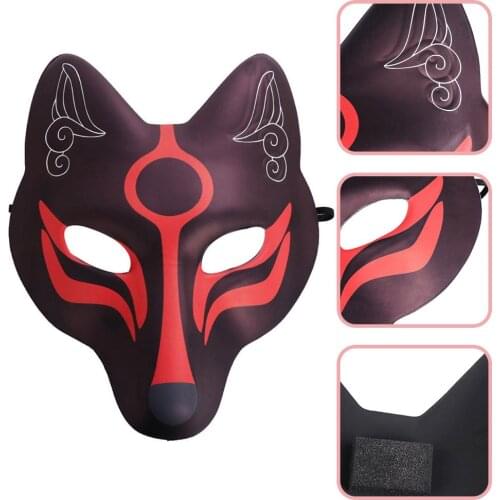 Halloween Fox Face Cover Japanese Anime Fox Headgear Cosplay Costume Prop for Men Women