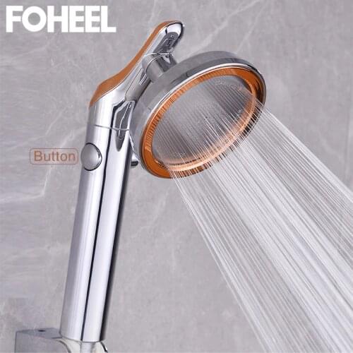 FOHEEL shower head high pressure shower head water saving one button to stop water shower heads rotatable handshower shower head
