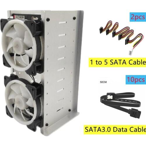 5/10 Bay Hard Drive Cage 3.5 Inch Rustproof Hard Drive Tray Rack PC Classic Aluminum Alloy HDD Stacking Bracket For 12cm Fans