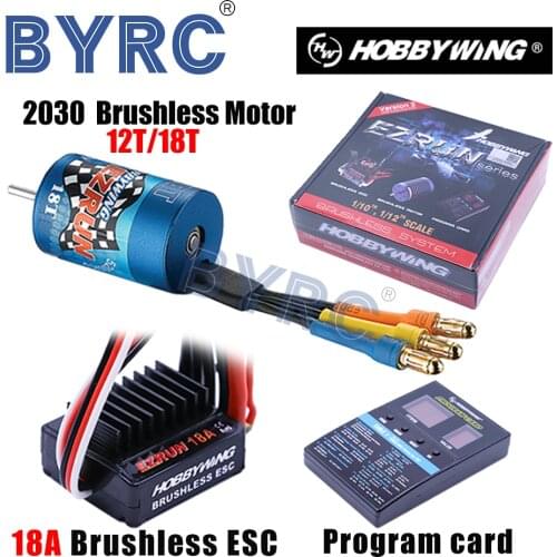 Original Hobbywing EZRUN Combo A1 A2 EZRUN-2030 12T/18T 7800KV 5200KV Brushless Motor +18A ESC + Card EZRUN Combo for 1/18 Car