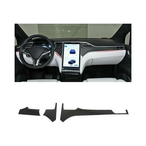 Carbon Fiber Look Dashboard Middle Console Stripe Trim For Tesla Model X 16-19