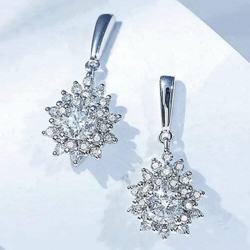 Huitan Stylish Women Dangle Earrings Crystal Cubic Zirconia Dazzling Female Wedding Party Earring Daily Wear Statement Jewelry