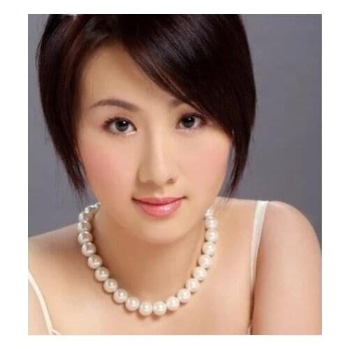 Eternal wedding Women Gift word 925 Sterling silver real Round 10mm very light shell pearl necklace gift