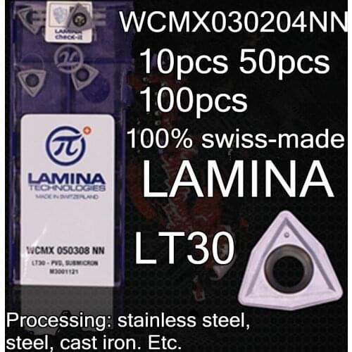 WCMX030204NN-LT30 10pcs 50pcs 100pcs 100% swiss-made Lamina Carbide insert Processing: stainless steel, steel, cast iron