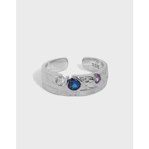 Real 925 Sterling Silver Blue Cubic Zirconia Wedding Rings For Women Fine Jewelry, Elegant Ring Female Finger Accessories