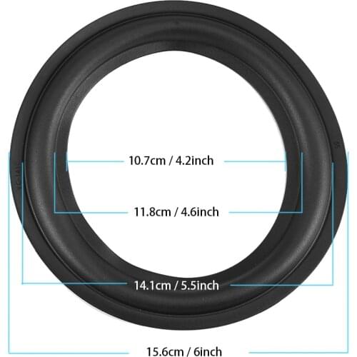 2 Pcs Black 6 inch Perforated Rubber Speaker Foam Edge Surround Rings Replacement Parts For Speaker Repair or DIY