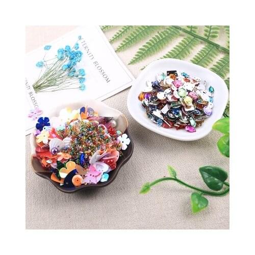 200pcs Sewing Rhinestones+beads 2mm+pearl 6mm+loose Sequins Pvc 20g Flat Sequins Paillette For Crafts Decoration Diy Accessories